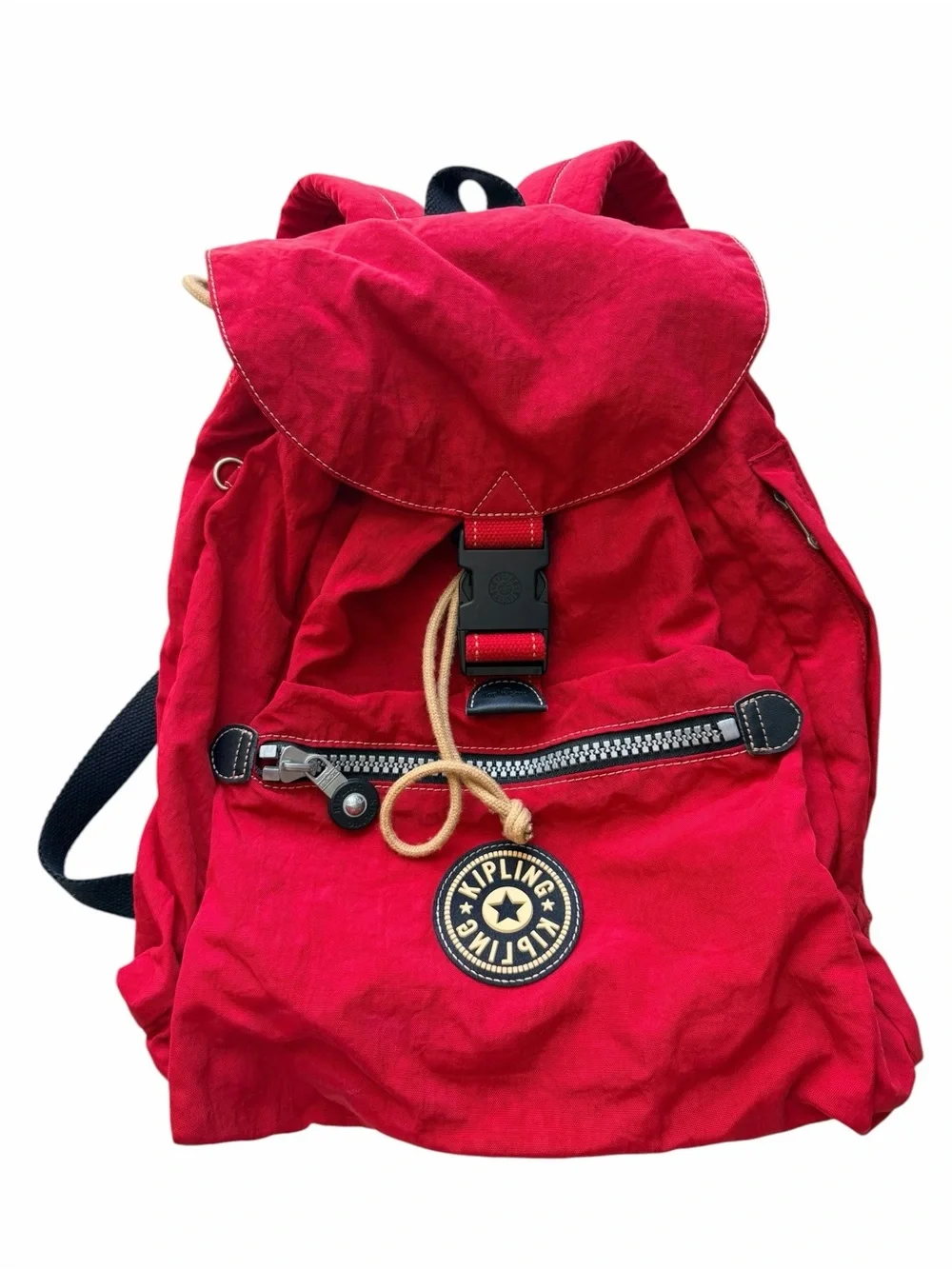 Kipling Canvas Medium Red Keeper Drawstring Backpack
